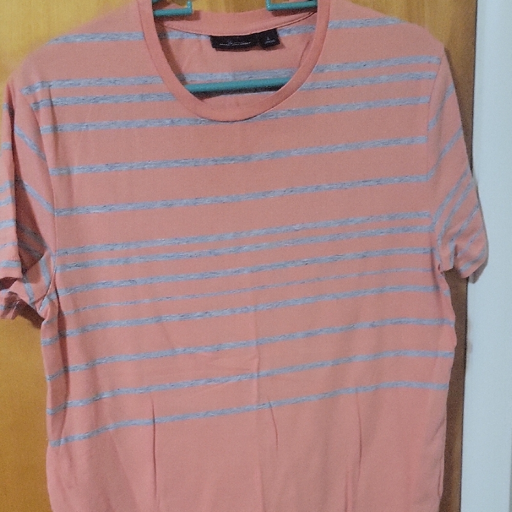 Marc Anthony Coral and Gray Striped Tee